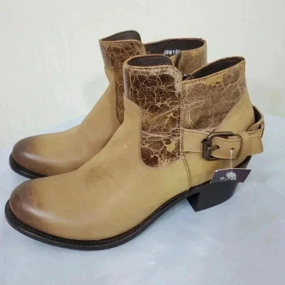 NWT! J.B. Dillion Leather Tan Zipper boots - Picture 7 of 12